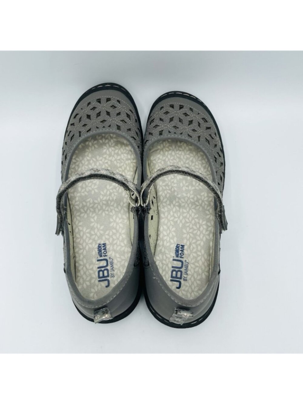 JBU By Jambu Duck Shoes Womens Size 8 M Gray Vegan Floral Memory Foam Mary Jane - Picture 8 of 11